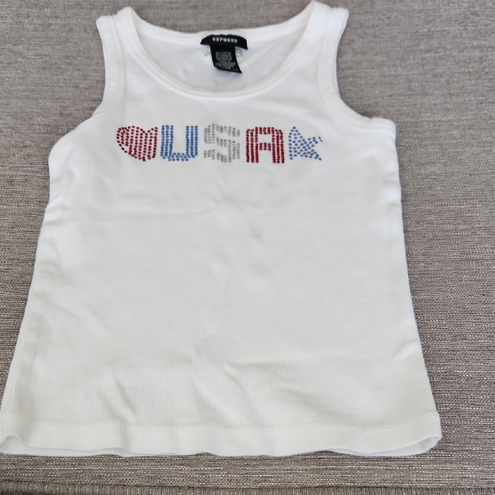 White Tank Top with USA Design